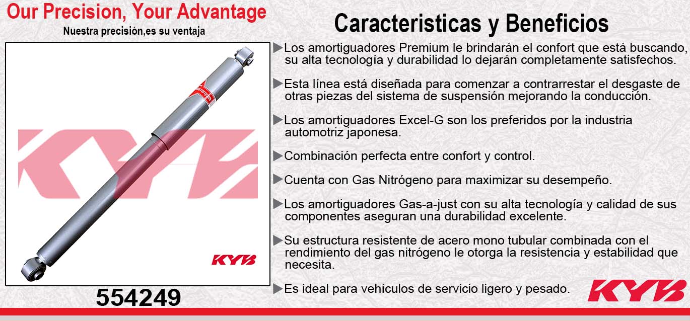 AMORTIGUADOR TRASERO GAS-A-JUST CHEV PICK-UP SILVERADO 1500 HD 4X2 (2005-2007) - PICK-UP SILVERADO 1500 HD 4X4 (05) - PICK-UP SILVERADO 2500 4X2 (1999-2005) - PICK-UP SILVERADO 2500 HD 4X2 (2000-2007) - PICK-UP SILVERADO 2500 4X4 (1999-2004) - KYB