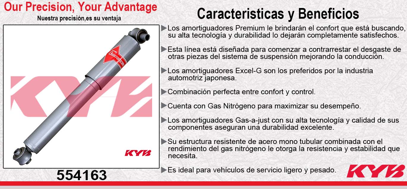 AMORTIGUADOR DELANTERO GAS-A-JUST CHEV PICK-UP K-2500 4X4 (1987-2000) / K-3500 4X4 (1987-2000) - SUBURBAN 1500 / 2500 4X4 (1992-1999) - CADILLAC ESCALADE 4X4 (1999-2000) - ASTRO 4X4 (1991-2005) - BLAZER 4X4 (1992-1994) - YUKON 4X4 (1995-2000) KYB