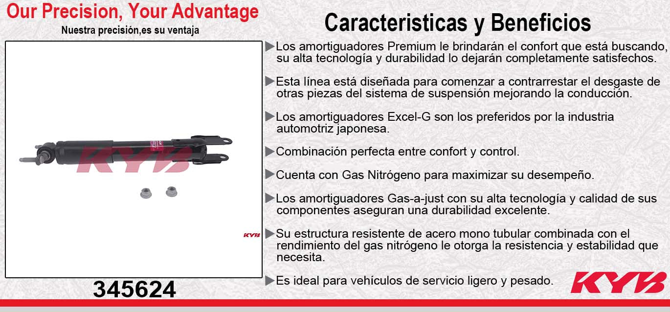 AMORTIGUADOR DELANTERO GAS EXCEL-G SILVERADO 2500 HD 4WD (2011-2020) - SILVERADO 2500 HD RWD (2011-2020) - SILVERADO 3500 HD 4WD (2011-2020) - SILVERADO 3500 HD RWD (2011-2020) - SIERRA 2500 HD 4WD (2011-2020) - SIERRA 2500 HD RWD (2011-2020) - KYB