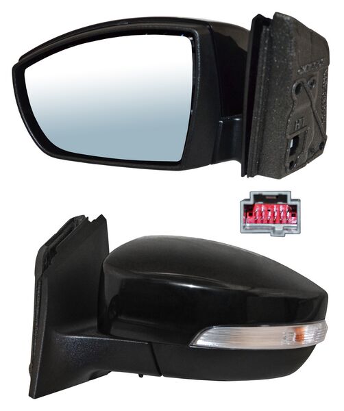 ESPEJO IZQUIERDO ELÉCTRICO PARA PINTAR CON LUZ INFERIOR CON DIRECCIONAL CON SENSOR PUNTO CIEGO CON DESEMPAÑANTE 11 PINES FORD FOCUS 2015-2017 TYG