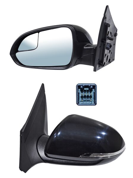 ESPEJO IZQUIERDO ELÉCTRICO PARA PINTAR CON DIRECCIONAL CON DESEMPAÑANTE CON PUNTO CIEGO 6 PINES HYUNDAI ACCENT 2018-2022 TYG