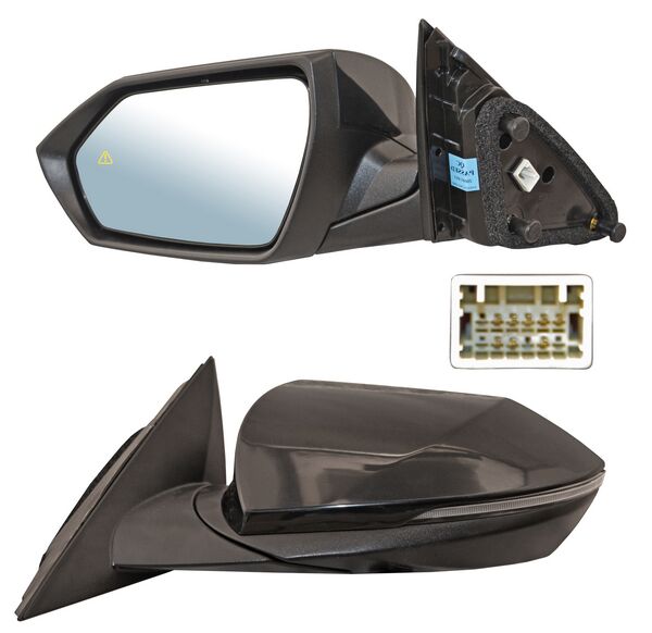 ESPEJO IZQUIERDO ELÉCTRICO PARA PINTAR CON DIRECCIONAL CON DESEMPAÑANTE CON SENSOR PUNTO CIEGO 8 PINES HYUNDAI ELANTRA 2021-2025 TYG