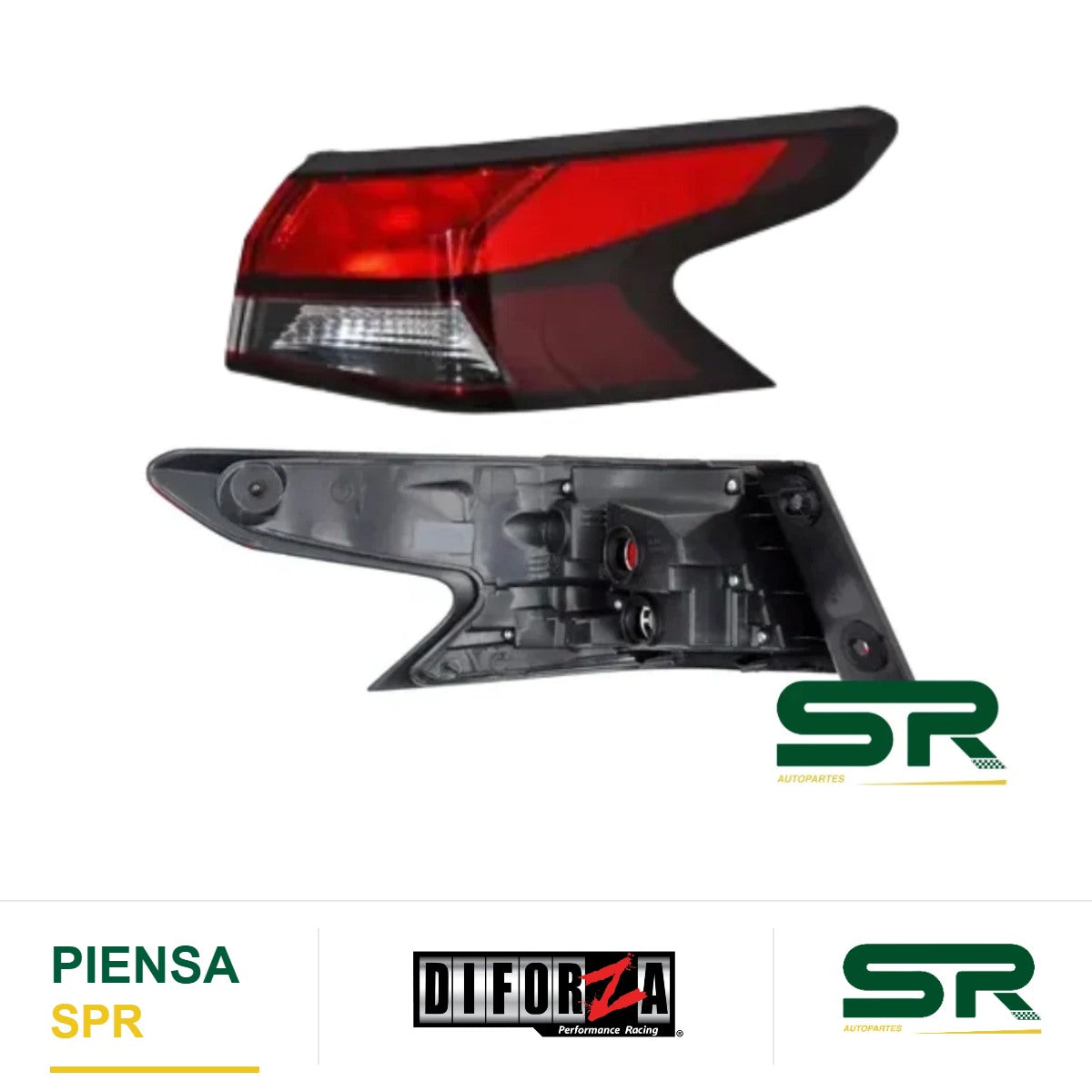 CALAVERA DERECHA SIN ARNÉS OSCURA FILO NEGRO (ROJO/BLANCO/ROJO) VERSA 2020-2025 DIFORZA