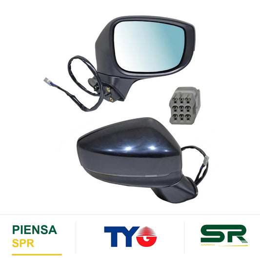 ESPEJO DERECHO CON DIRECCIONAL CON SENSOR PARA PINTAR ELÉCTRICO MAZDA PUNTO CIEGO CON DESEMPAÑANTE AUTOABATIBLE 9 PINES CX5 2018-2025 TYG