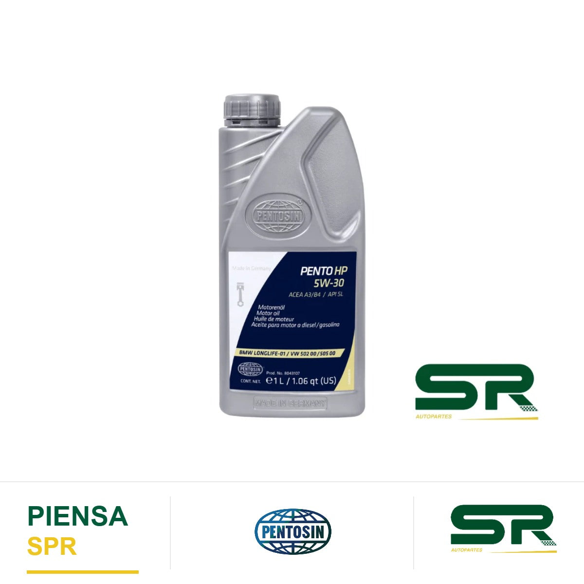 ACEITE DE MOTOR SINTÉTICO HP 5W-30 ACEA A3/B4 API SL 1L PENTOSIN