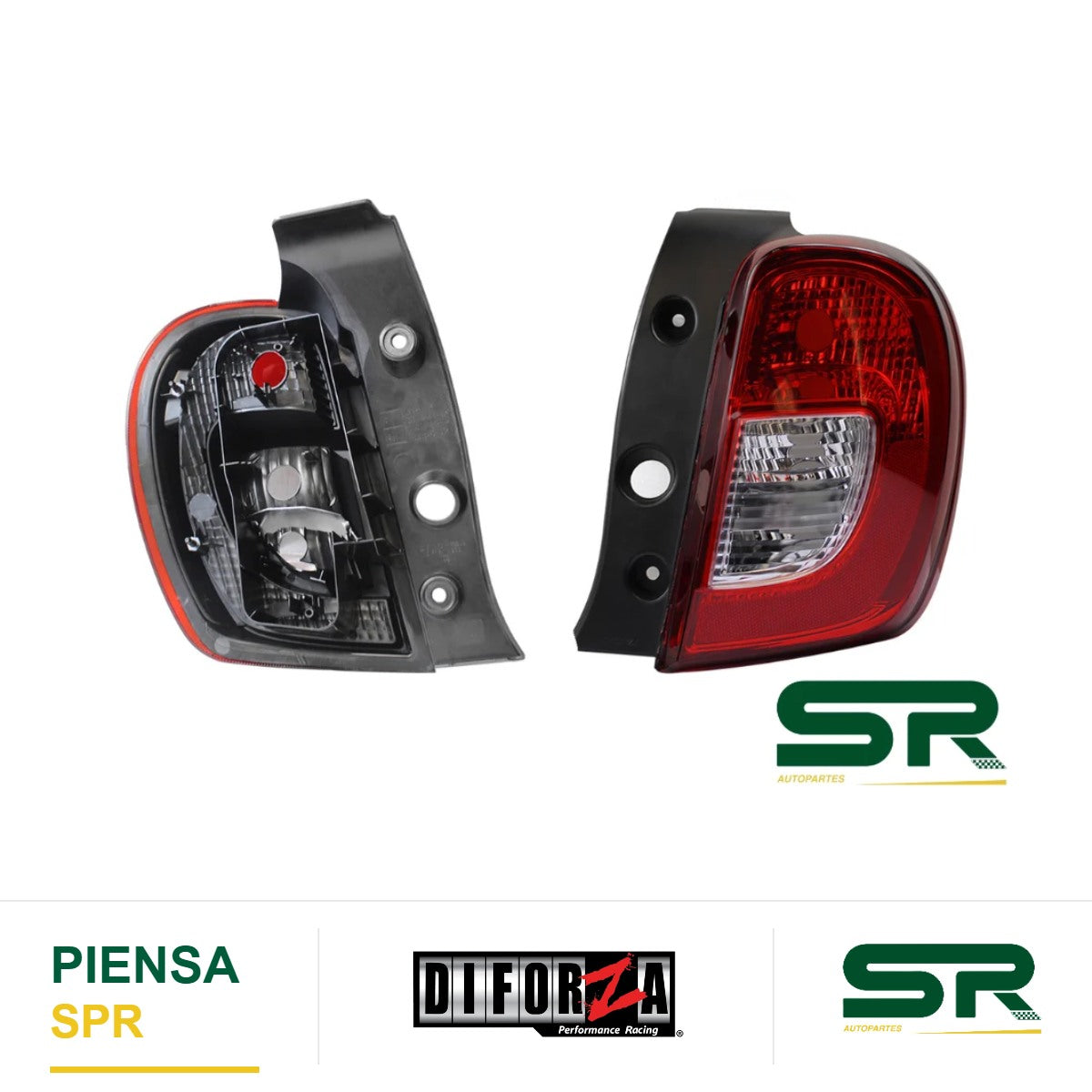 CALAVERA DERECHA SIN ARNÉS CLARA RECTANGULO (ROJO/BLANCO) MARCH 2014-2020 DIFORZA