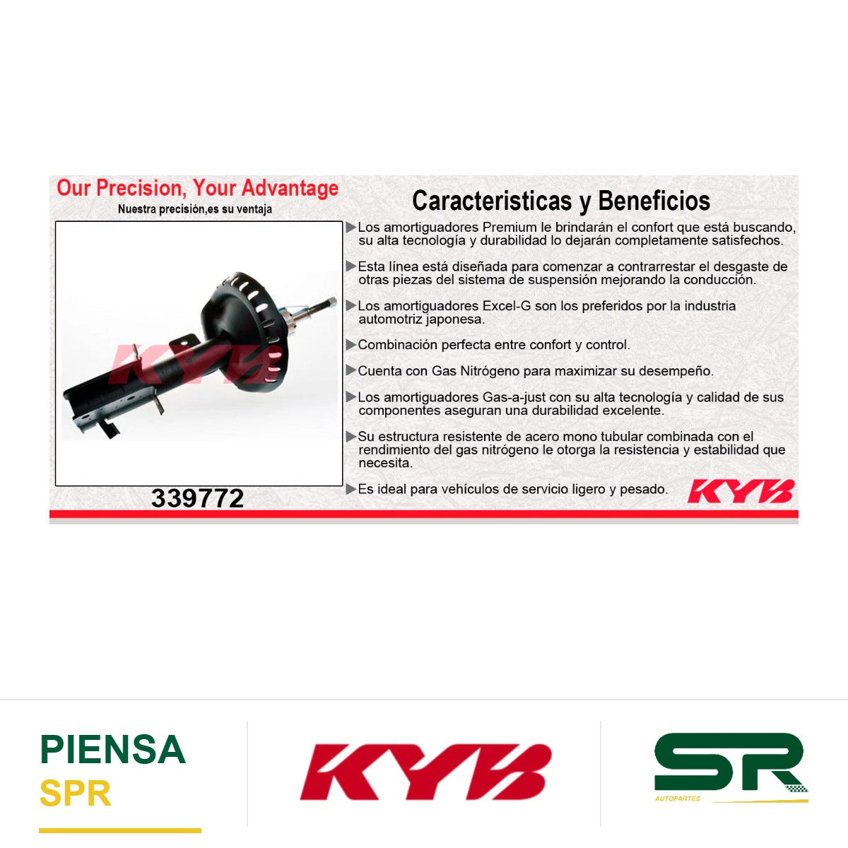 AMORTIGUADOR DELANTERO IZQUIERDO GAS EXCEL-G PEUGEOT EXPERT VAN L4 2.0 TDI 9 PASAJEROS (2018-2020). KYB