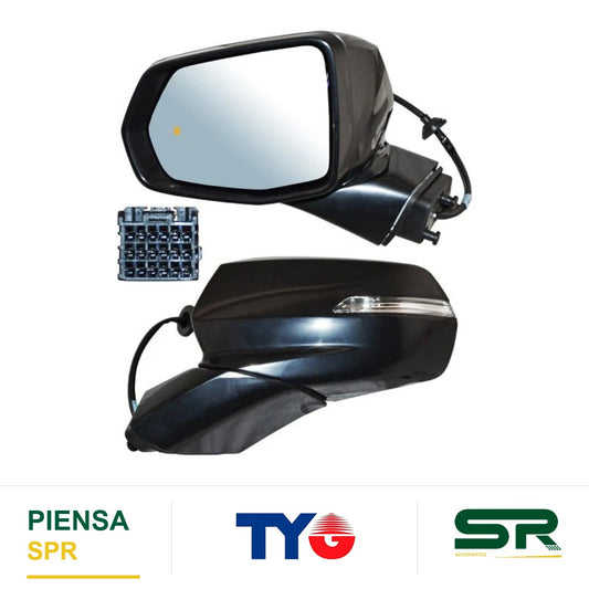 ESPEJO IZQUIERDO ELÉCTRICO 7 PINES CON DIRECCIONAL CON DESEMPAÑANTE PARA PINTAR CON SENSOR DE PUNTO CIEGO CHEVROLET BLAZER 2019-2021 TYG