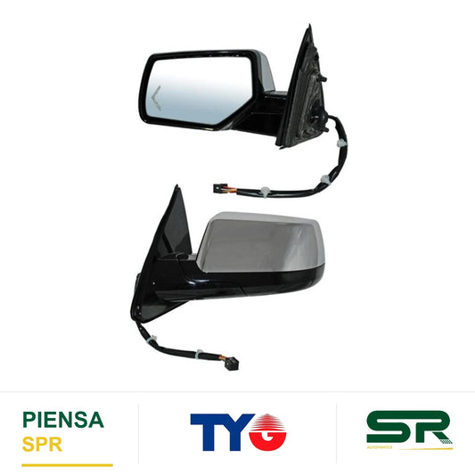 ESPEJO IZQUIERDO ELÉCTRICO 14 PINES CON DIRECCIONAL CON DESEMPAÑANTE CROMADO CON MEMORIA CON LUZ INFERIOR CHEVROLET PICKUP DIMMING ODC006 2014-2017 TYG