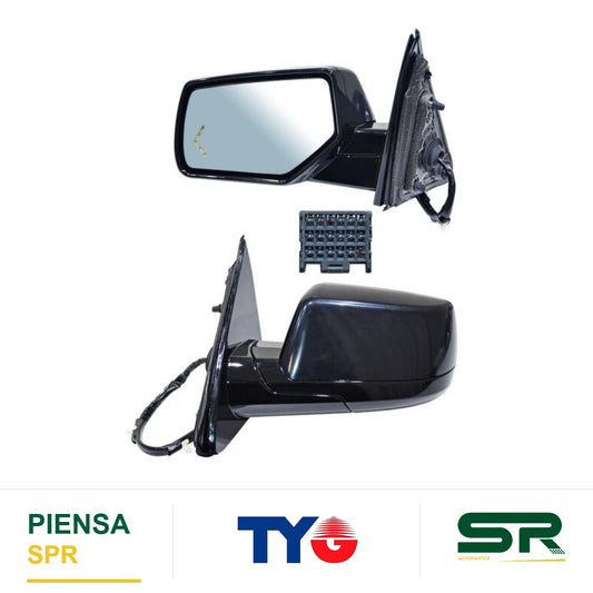 ESPEJO IZQUIERDO ELÉCTRICO 14 PINES CON DIRECCIONAL CON DESEMPAÑANTE PARA PINTAR CON MEMORIA CON LUZ INFERIOR CHEVROLET PICKUP DIMMING 2014-2017 TYG
