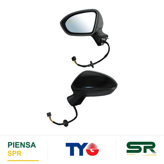 ESPEJO IZQUIERDO ELÉCTRICO 8 PINES CON DIRECCIONAL CON DESEMPAÑANTE PARA PINTAR CON SENSOR DE PUNTO CIEGO CHEVROLET CRUZE 2017-2019 TYG