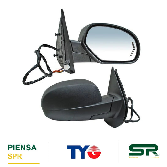 ESPEJO DERECHO ELÉCTRICO 15 PINES CON DIRECCIONAL CON DESEMPAÑANTE TEXTURIZADO CON LUZ INFERIOR CHEVROLET PICKUP 2007-2013 / CHEVROLET SUBURBAN 2006-2010 TYG