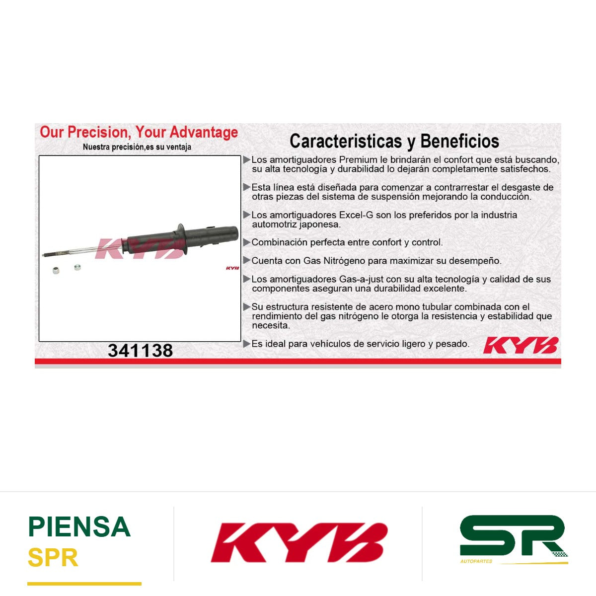 AMORTIGUADOR DELANTERO DERECHO GAS EXCEL-G HONDA CIVIC (1992-1995) - CIVIC SOL (1993-1997) - ACURA. INTEGRA (1994-2001) KYB