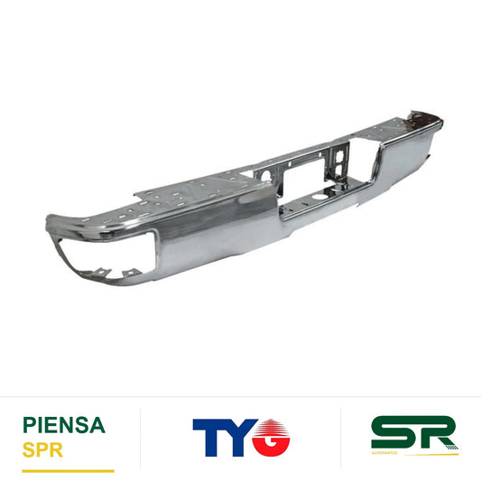DEFENSA TRASERA CROMADA CON ESCALON SIN HOYO PARA SENSOR CHEVROLET PICKUP 2014-2018 TYG