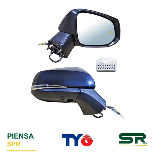 ESPEJO DERECHO ELÉCTRICO 14 PINES CON DIRECCIONAL CON DESEMPAÑANTE PARA PINTAR CON SENSOR DE PUNTO CIEGO CON CÁMARA CON LUZ INFERIOR TOYOTA RAV4 2019-2024 TYG