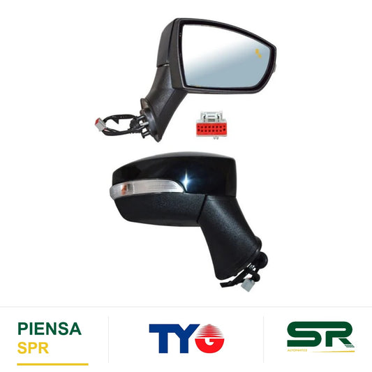 ESPEJO DERECHO ELÉCTRICO 9 PINES CON DIRECCIONAL CON DESEMPAÑANTE PARA PINTAR CON SENSOR DE PUNTO CIEGO FORD ECOSPORT 2018-2021 TYG