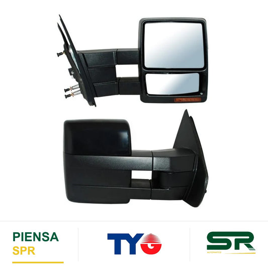 ESPEJO DERECHO ELÉCTRICO 8 PINES CON DIRECCIONAL CON DESEMPAÑANTE PARA PINTAR CON LUZ INFERIOR FORD SUPER DUTY TELESCOPICO 2008-2016 TYG