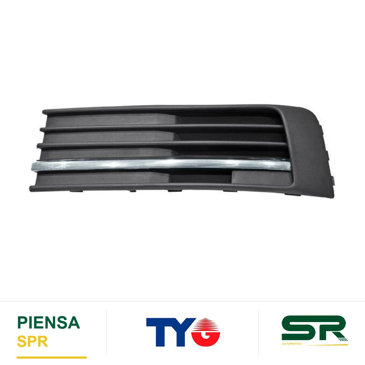 REJILLA CENTRAL IZQUIERDA SIN HOYO PARA SENSOR CON MOLDURA CROMADA VOLKSWAGEN TRANSPORTER 2016-2020 TYG