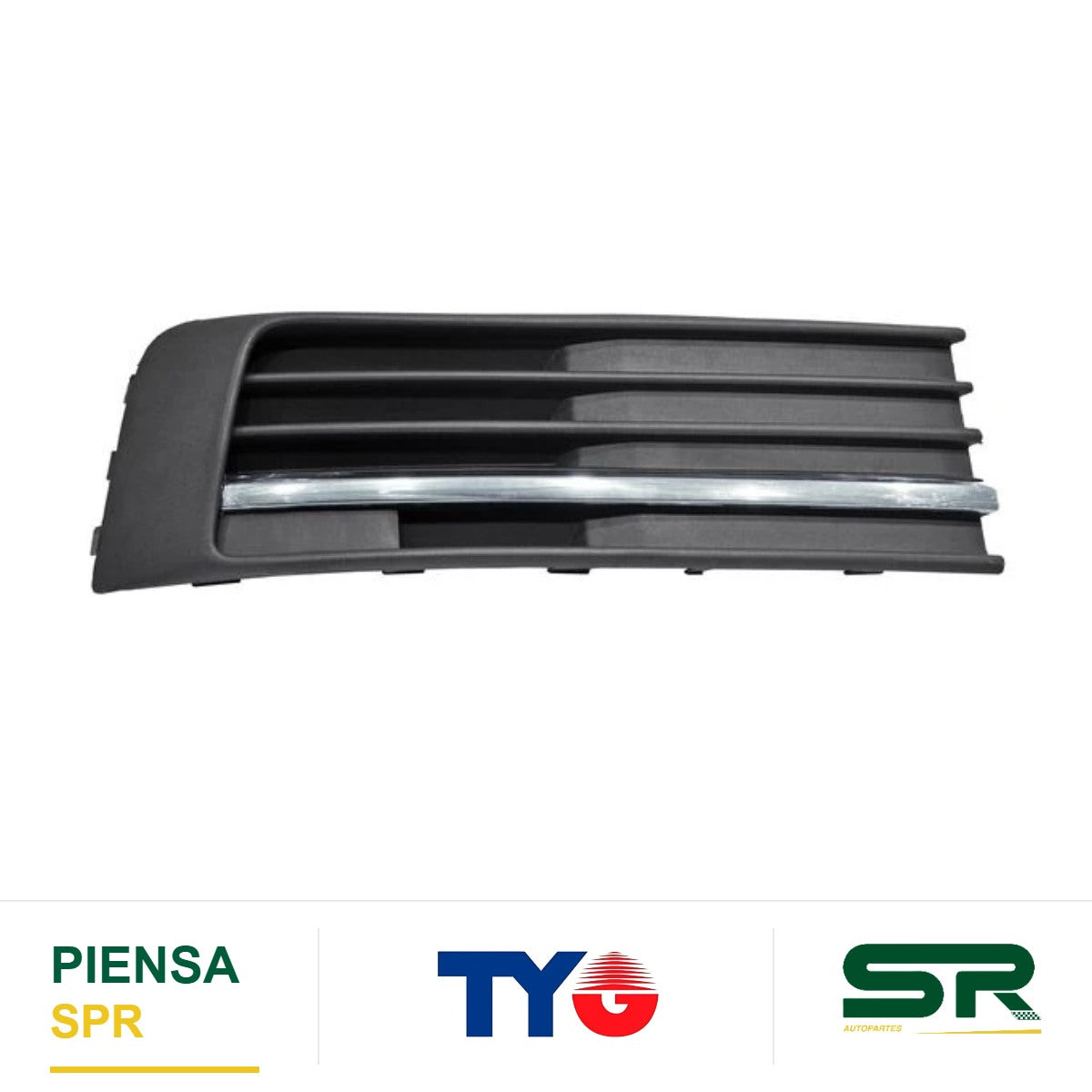 REJILLA CENTRAL DERECHA SIN HOYO PARA SENSOR CON MOLDURA CROMADA VOLKSWAGEN TRANSPORTER 2016-2020 TYG