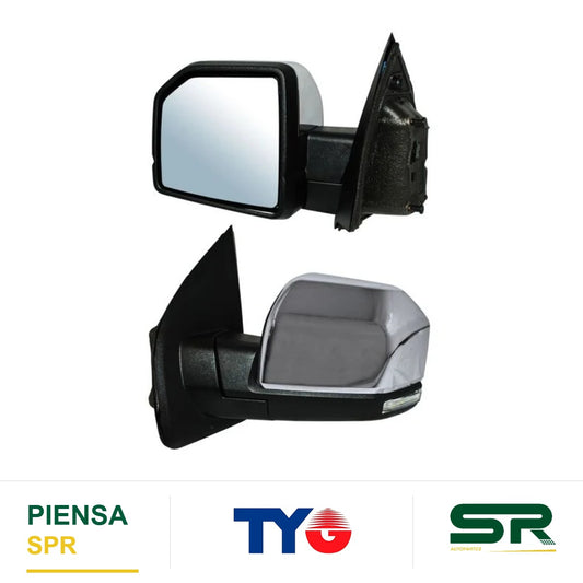 ESPEJO IZQUIERDO ELÉCTRICO 16 PINES CON DIRECCIONAL CON DESEMPAÑANTE AUTOABATIBLE CROMADO CON SENSOR DE PUNTO CIEGO CON MEMORIA CON LUZ INFERIOR LED FORD PICKUP / FORD F-150 C 2015-2020 / FORD SENS 2015-2020 TYG