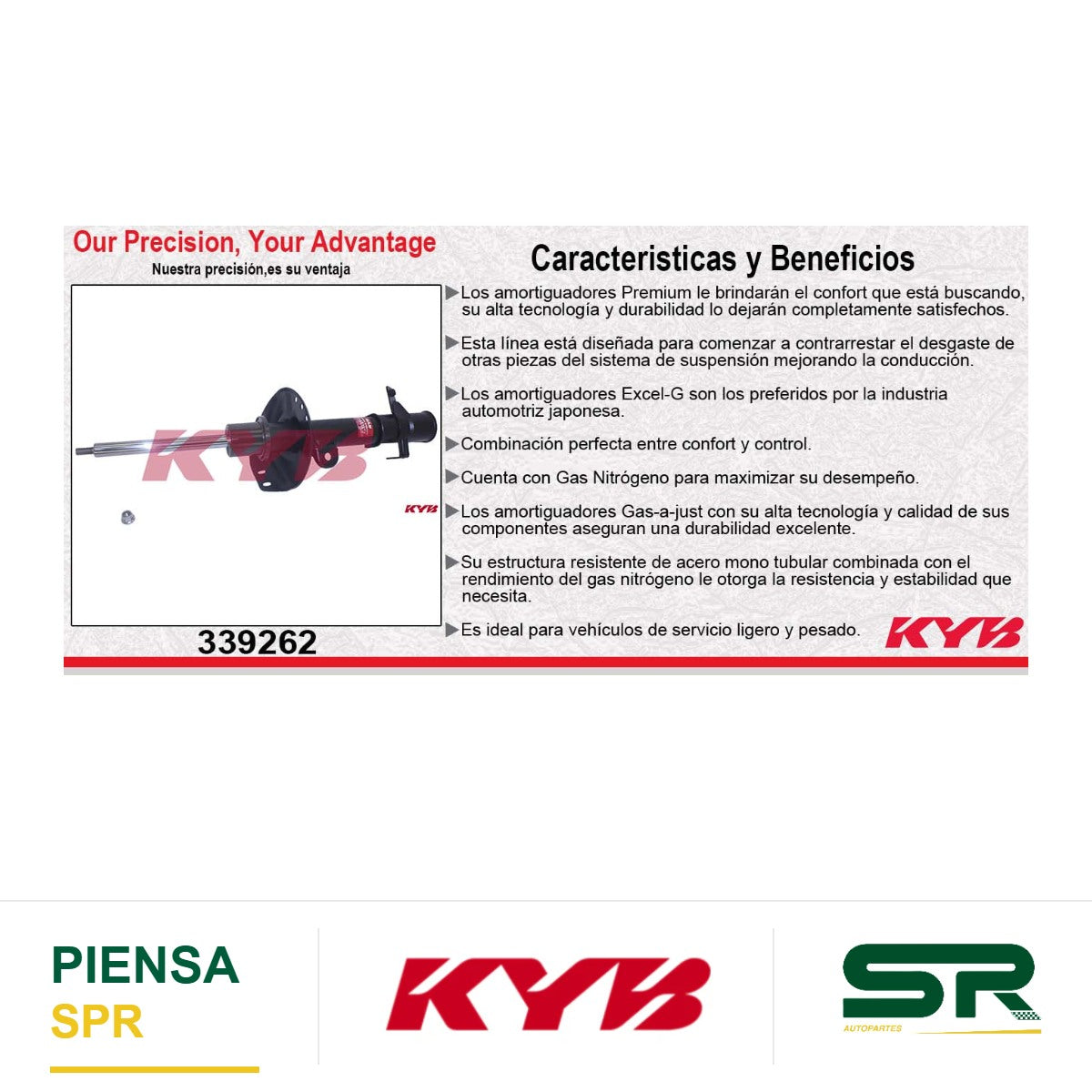 AMORTIGUADOR DELANTERO IZQUIERDO GAS EXCEL-G ACURA RDX (2007-2012) - HONDA CR-V (2007-2016). KYB