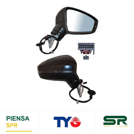 ESPEJO DERECHO ELÉCTRICO 15 PINES CON DESEMPAÑANTE PARA PINTAR CON SENSOR DE PUNTO CIEGO CON MEMORIA CON LUZ INFERIOR VOLKSWAGEN TIGUAN CON DIRECC C 2020-2022 / VOLKSWAGEN SENSOR PUNTO CIEGO 2020-2022 TYG