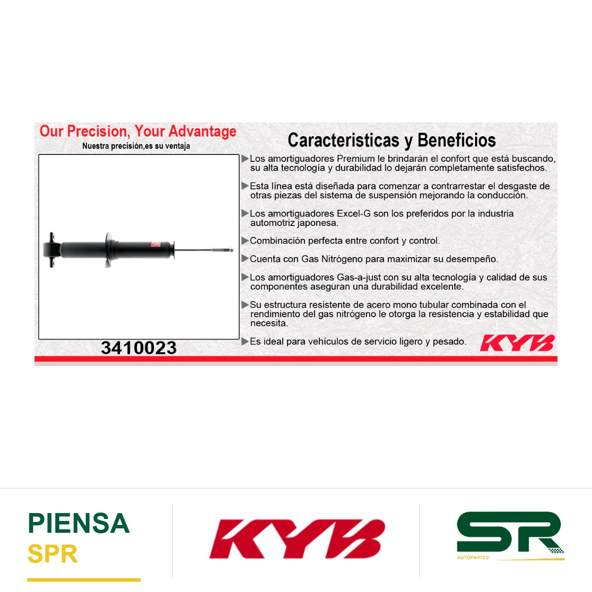 AMORTIGUADOR DELANTERO GAS EXCEL-G FORD EXPEDITION 4X2, 4X4 (2015-2017) EXC. SUSPENCION ELECTRONICA Y AUTONIVELANTE. KYB