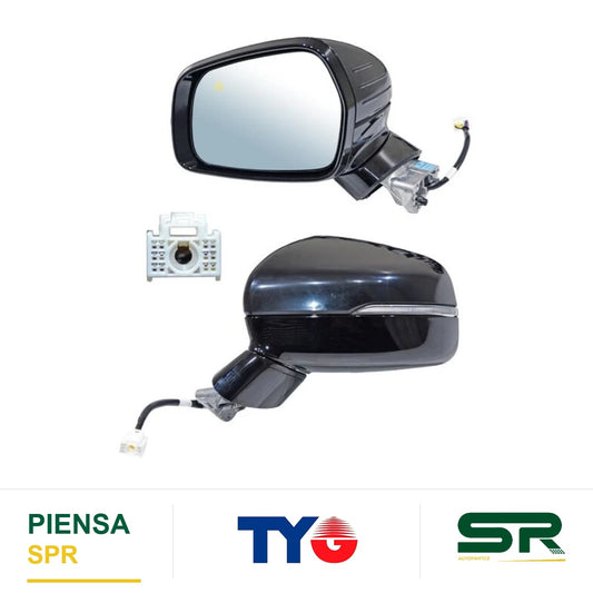 ESPEJO IZQUIERDO ELÉCTRICO 8 PINES CON DIRECCIONAL CON DESEMPAÑANTE PARA PINTAR CON SENSOR DE PUNTO CIEGO KIA SORENTO 2021-2025 TYG