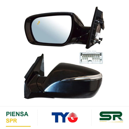 ESPEJO IZQUIERDO ELÉCTRICO 8 PINES CON DIRECCIONAL CON DESEMPAÑANTE PARA PINTAR CON SENSOR DE PUNTO CIEGO HYUNDAI SANTA FE 2017-2018 TYG