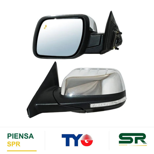 ESPEJO IZQUIERDO ELÉCTRICO 11 PINES CON DIRECCIONAL CON DESEMPAÑANTE AUTOABATIBLE CROMADO CON SENSOR DE PUNTO CIEGO CON MEMORIA CON LUZ INFERIOR FORD EXPLORER 2016-2018 TYG