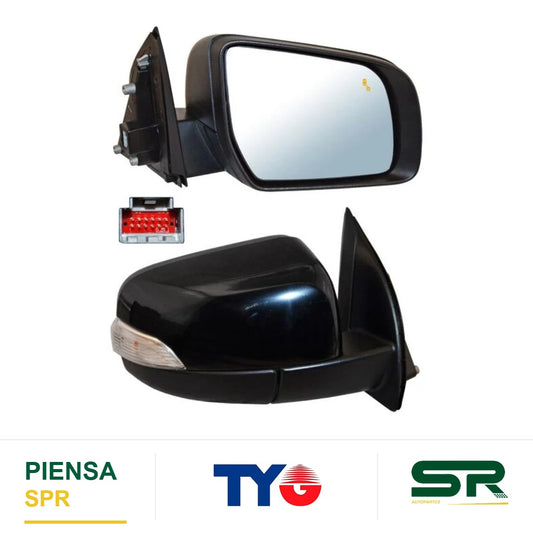 ESPEJO DERECHO ELÉCTRICO CON DESEMPAÑANTE AUTOABATIBLE PARA PINTAR CON SENSOR DE PUNTO CIEGO CON LUZ INFERIOR FORD RANGER 2017-2021 TYG