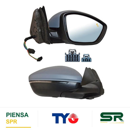 ESPEJO DERECHO ELÉCTRICO PARA PINTAR CON DIRECCIONAL CON SENSOR TEMP Y PUNTO CIEGO CON DESEMPAÑANTE AUTOABATIBLE CON LUZ INFERIOR PEUGEOT 208 2019-2023 TYG