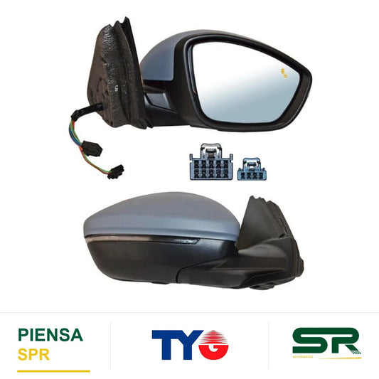 ESPEJO DERECHO ELÉCTRICO CON DIRECCIONAL CON DESEMPAÑANTE AUTOABATIBLE PARA PINTAR CON SENSOR DE PUNTO CIEGO CON LUZ INFERIOR PEUGEOT C 2019-2023 / PEUGEOT SENSOR TEMP Y 2019-2023 TYG