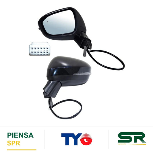 ESPEJO IZQUIERDO ELÉCTRICO 7 PINES CON DIRECCIONAL CON DESEMPAÑANTE PARA PINTAR NISSAN XTRAIL 2023-2025 / NISSAN ROGUE SOLO 2021-2023 TYG