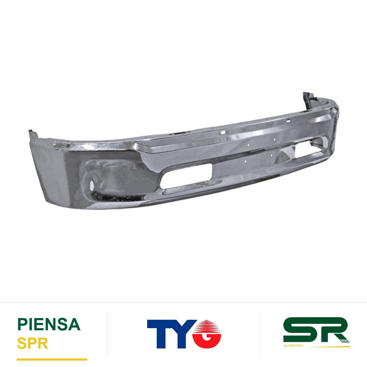 DEFENSA DELANTERA CROMADA SIN FARO DE NIEBLA SIN HOYO PARA SENSOR DODGE PICKUP 2014-2018 TYG
