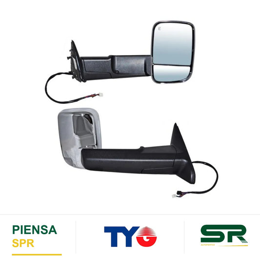 ESPEJO DERECHO ELÉCTRICO 14 PINES CON DIRECCIONAL CON DESEMPAÑANTE CROMADO CON MEMORIA CON LUZ INFERIOR DODGE PU 2013-2016 / DODGE TELESCOPICO 2013-2016 TYG