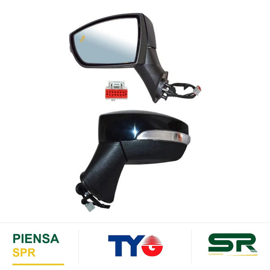 ESPEJO IZQUIERDO ELÉCTRICO 9 PINES CON DIRECCIONAL CON DESEMPAÑANTE PARA PINTAR CON SENSOR DE PUNTO CIEGO FORD ECOSPORT 2018-2021 TYG