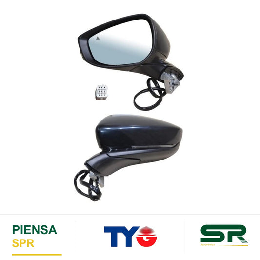 ESPEJO IZQUIERDO ELÉCTRICO 10 PINES CON DIRECCIONAL CON DESEMPAÑANTE PARA PINTAR CON SENSOR DE PUNTO CIEGO MAZDA CX30 2020-2024 TYG