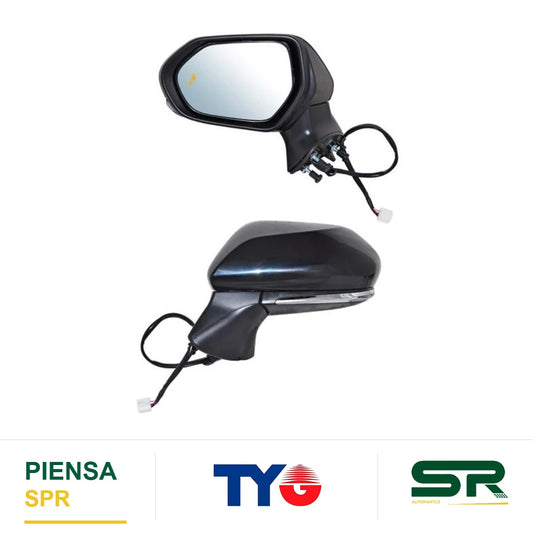 ESPEJO IZQUIERDO ELÉCTRICO 7 PINES CON DIRECCIONAL CON DESEMPAÑANTE PARA PINTAR CON SENSOR DE PUNTO CIEGO TOYOTA CAMRY SE 2018-2023 / TOYOTA LE 2018-2023 TYG