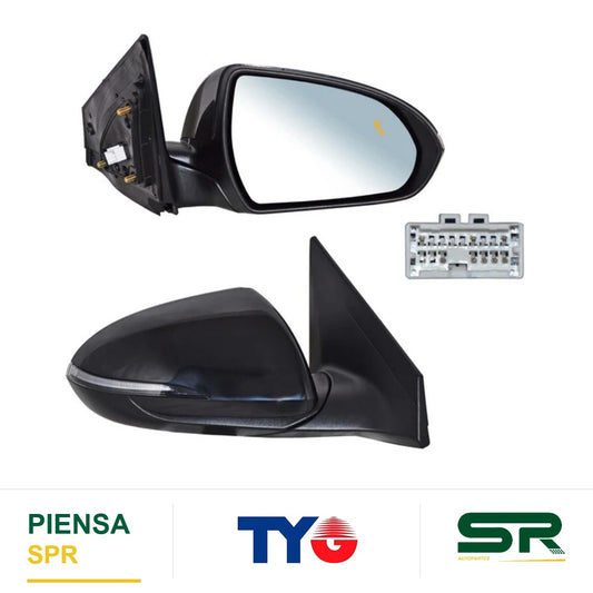 ESPEJO DERECHO ELÉCTRICO 8 PINES CON DIRECCIONAL CON DESEMPAÑANTE PARA PINTAR CON SENSOR DE PUNTO CIEGO HYUNDAI ELANTRA 2019-2020 TYG