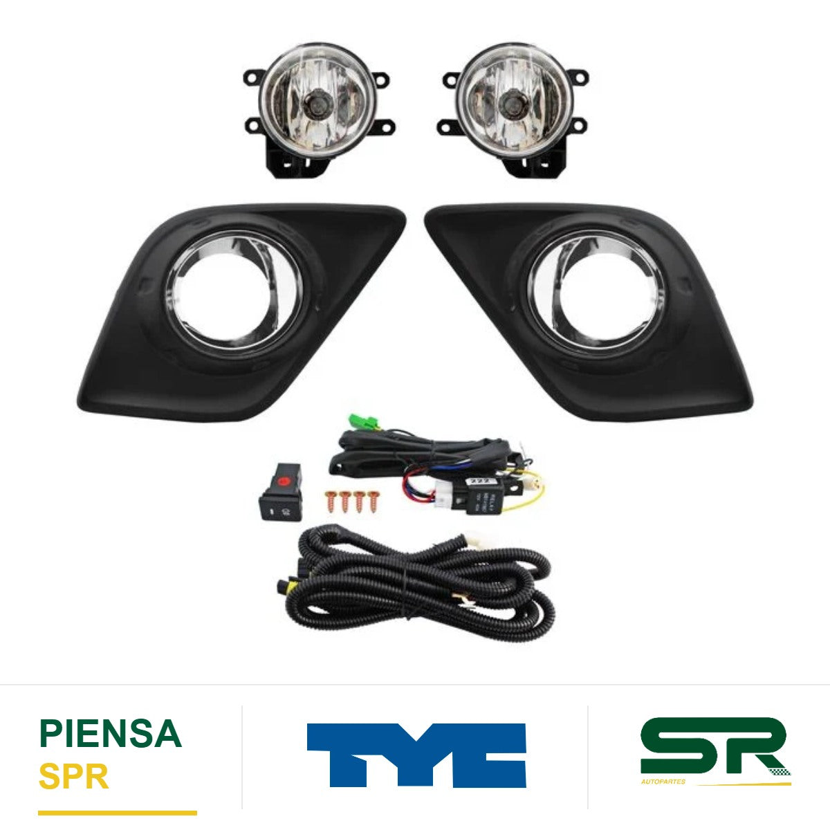 FARO DE NIEBLA CROMADA JUEGO TOYOTA HILUX 2016-2025 C / PARRILLA FILO INT 624 TYC