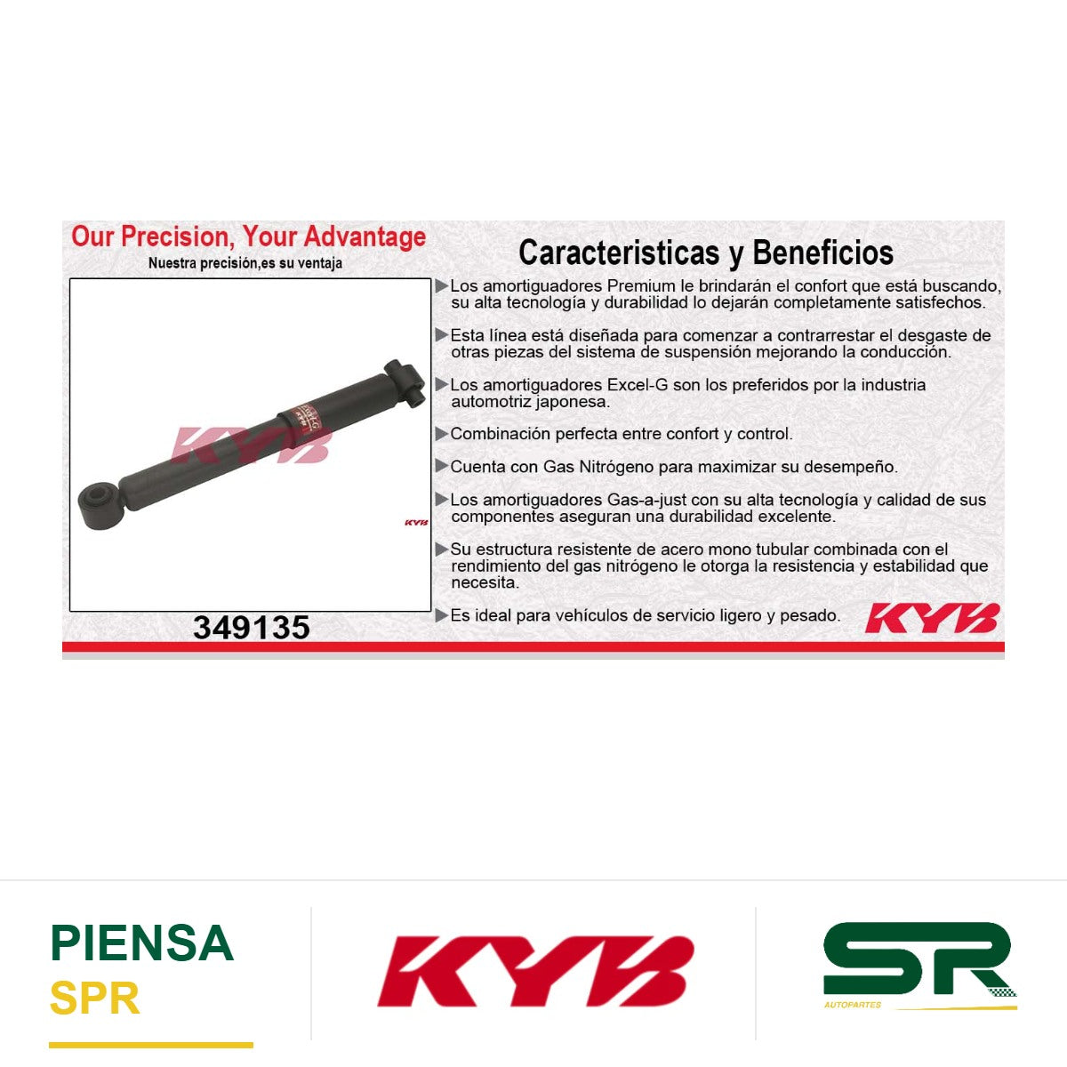 AMORTIGUADOR TRASERO GAS EXCEL-G TOYOTA. SEQUOIA (2008-2013) EXC. SUSP. AIRE Y ELECTRONICA AJUSTABLE KYB