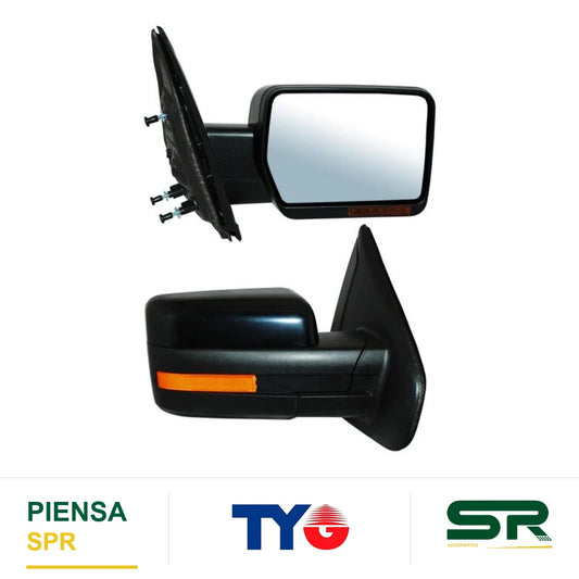 ESPEJO DERECHO ELÉCTRICO 14 PINES CON DIRECCIONAL CON DESEMPAÑANTE AUTOABATIBLE PARA PINTAR CON MEMORIA CON LUZ INFERIOR FORD PICKUP 2009-2014 TYG