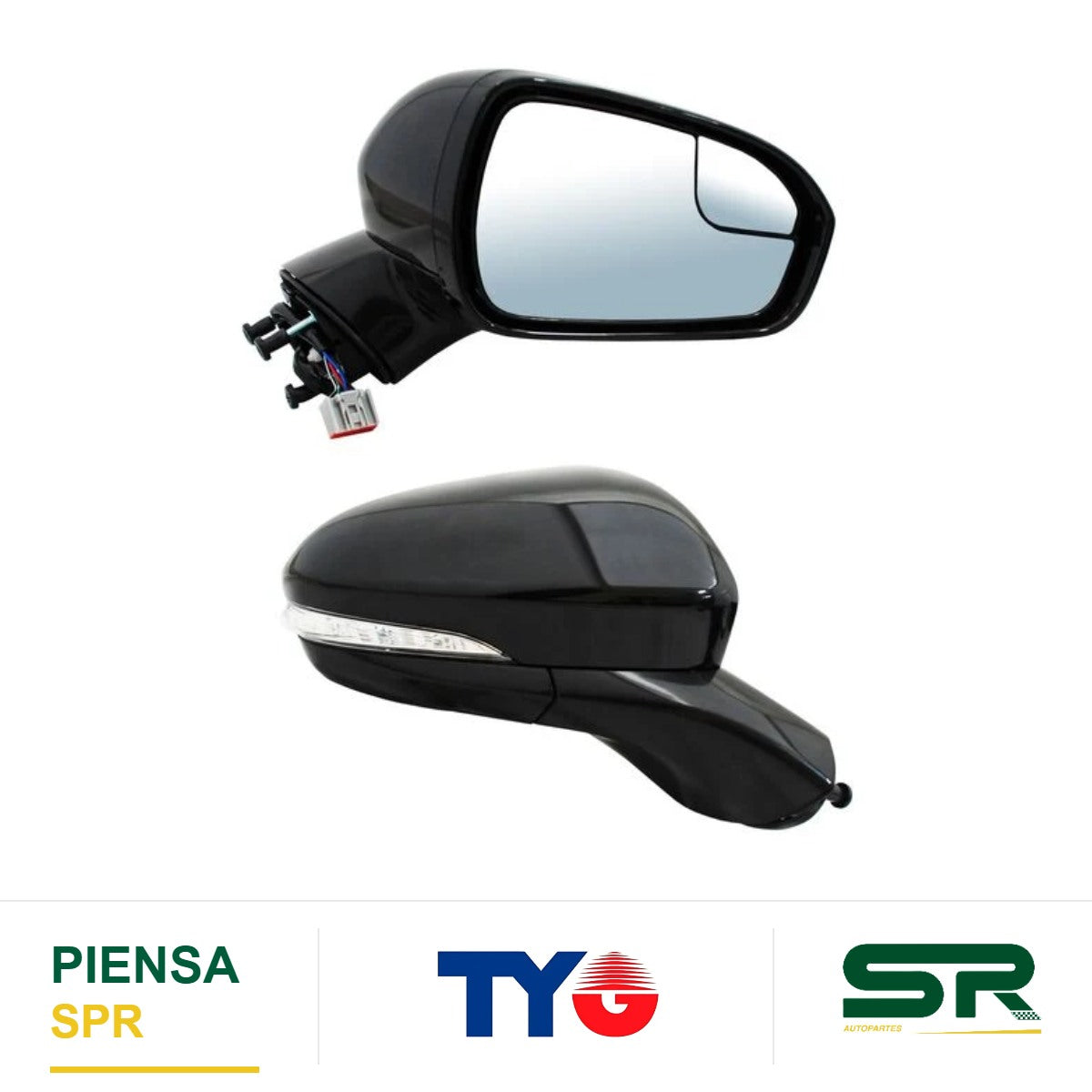 ESPEJO DERECHO ELÉCTRICO 7 PINES CON DIRECCIONAL CON DESEMPAÑANTE PARA PINTAR CON SENSOR DE PUNTO CIEGO CON LUZ INFERIOR FORD FUSION 2013-2017 TYG
