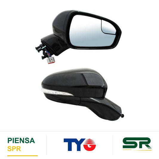 ESPEJO DERECHO ELÉCTRICO 7 PINES CON DIRECCIONAL CON DESEMPAÑANTE PARA PINTAR CON SENSOR DE PUNTO CIEGO CON LUZ INFERIOR FORD FUSION 2013-2017 TYG