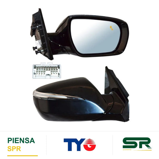 ESPEJO DERECHO ELÉCTRICO 8 PINES CON DIRECCIONAL CON DESEMPAÑANTE PARA PINTAR CON SENSOR DE PUNTO CIEGO HYUNDAI SANTA FE 2017-2018 TYG
