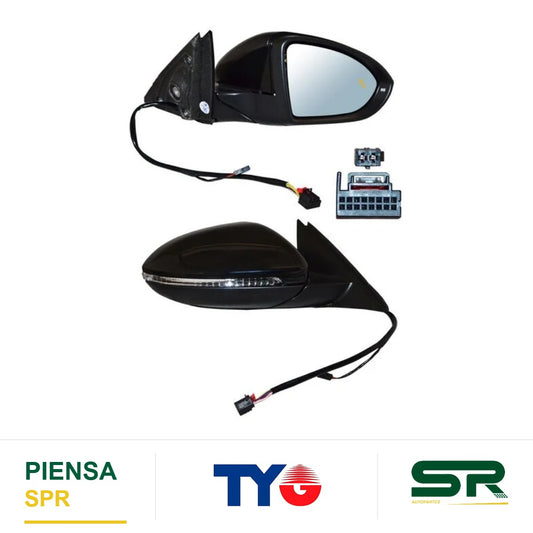 ESPEJO DERECHO ELÉCTRICO 12 PINES CON DIRECCIONAL CON DESEMPAÑANTE CON SENSOR DE PUNTO CIEGO CON MEMORIA VOLKSWAGEN JETTA 2019-2025 TYG