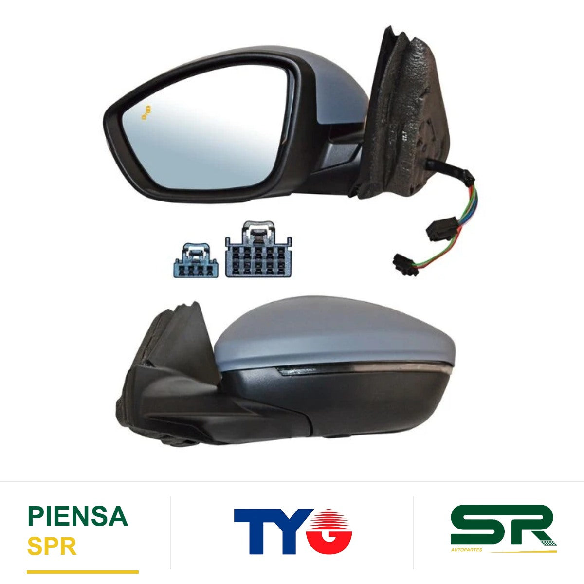 ESPEJO IZQUIERDO ELÉCTRICO PARA PINTAR CON DIRECCIONAL CON SENSOR PUNTO CIEGO CON DESEMPAÑANTE AUTOABATIBLE PEUGEOT 208 2019-2023 TYG