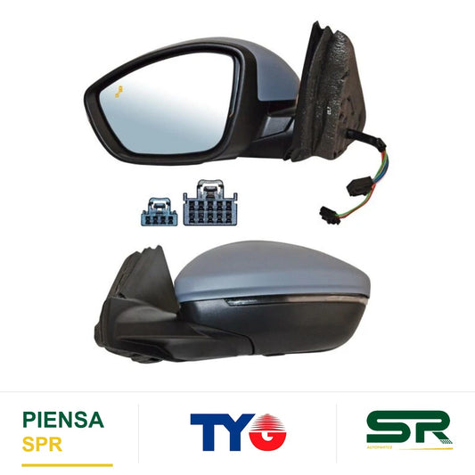 ESPEJO IZQUIERDO ELÉCTRICO CON DIRECCIONAL CON DESEMPAÑANTE AUTOABATIBLE PARA PINTAR CON SENSOR DE PUNTO CIEGO PEUGEOT 2019-2023 TYG