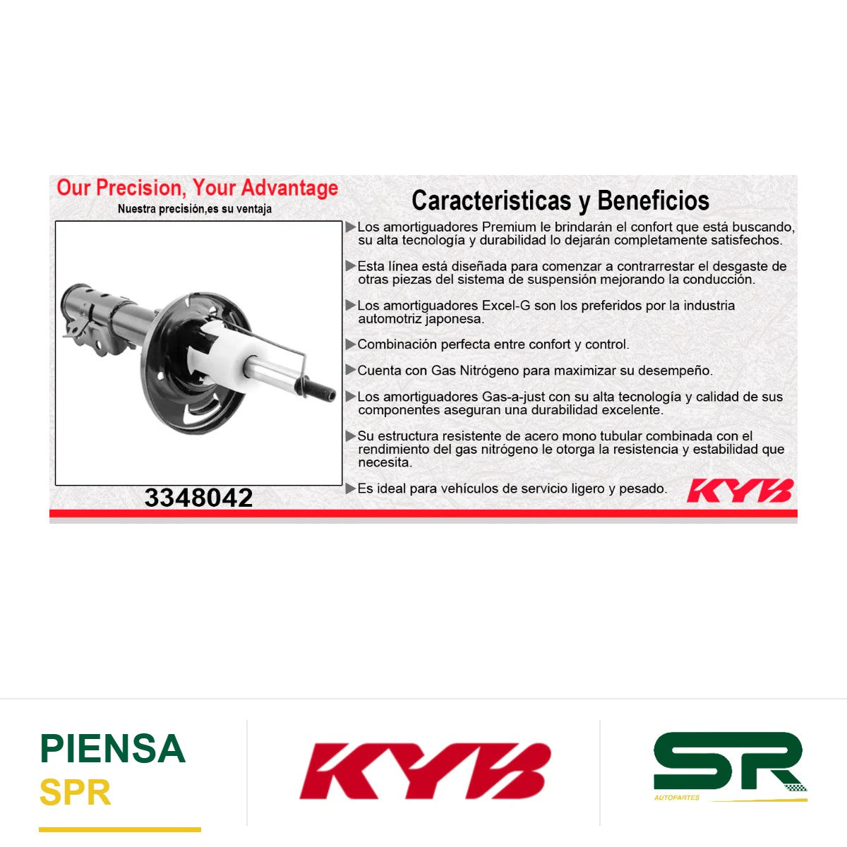 AMORTIGUADOR DELANTERO IZQUIERDO GAS EXCEL-G FORD FIESTA 1.6 (2011-2019) - FIGO 1.5 (2016-2021) - MAZDA 2 1.5 (2011-2015). KYB